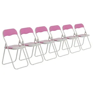 Harbour Housewares - Coloured Padded Folding Chairs - Pink - Pack of 6