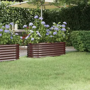 Berkfield Garden Planter Powder-coated Steel 114x40x36 cm Brown