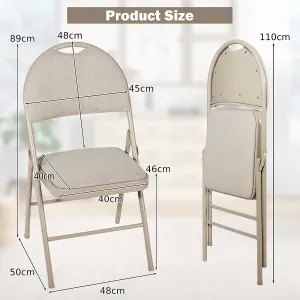 Costway Set of 6 Folding Fabric Chair Padded Kitchen Dining Seat Portable Guest Chair