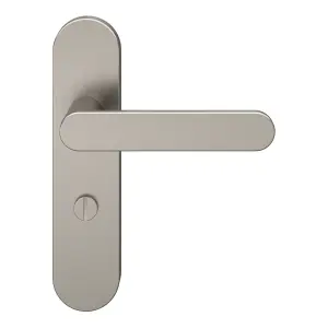 GoodHome Minzh Brushed Nickel effect Round WC Door handle (L)120mm (D)53mm, Pair of 2