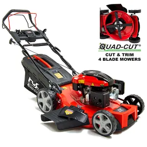 Petrol Lawn Mower Wolf Fox 4 Blades 560E 22" 56cm Electric Start Self Propelled