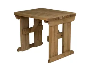 Wooden garden table, Hollies rounded outdoor pinic dining desk (3ft, Rustic brown finish)