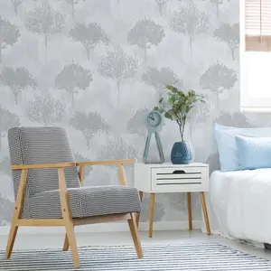 Superfresco Easy Birch Forest Silver Wallpaper