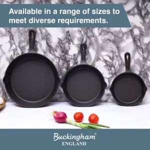 Buckingham Pre-Seasoned Cast Iron Set of  3 Frying Skillet Pan 16 , 20 and  25 cm