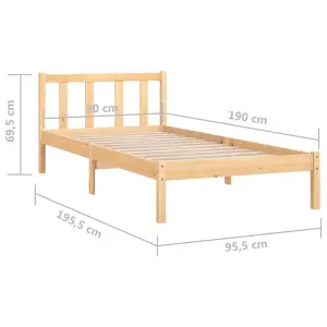 Berkfield Bed Frame Solid Wood Pine 90x190 cm Single