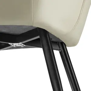 Chair Marilyn - with armrests, padded, fabric cover, black steel legs - cream/black