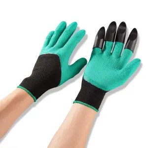 Garden Digging Gloves with 4 Durable ABS Claws Waterproof, Cut-Resistant, Breathable All-Around Hand Protection