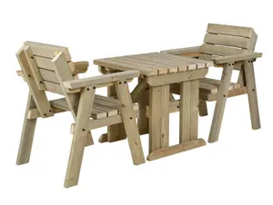 Hazels companion table and chairs set, wooden outdoor dining set (Natural finish)