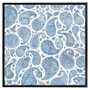 Blue and white bo ho world (Picutre Frame) / 24x24" / Grey