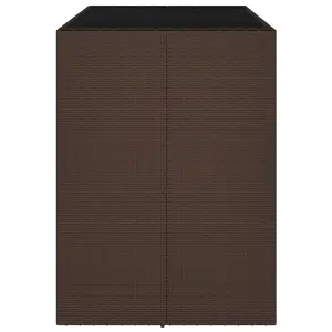 Berkfield Bar Table with Glass Top Brown 145x80x110 cm Poly Rattan