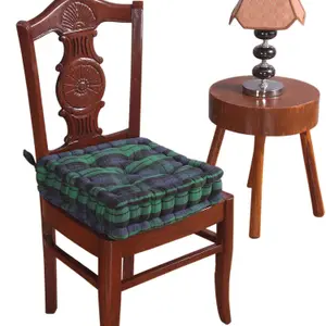 Homescapes Black Watch Tartan Cotton Dining Chair Booster Cushion