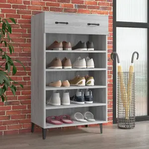 Berkfield Shoe Cabinet Grey Sonoma 60x35x105 cm Engineered Wood