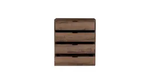 Vintage-Inspired Denver 03 Chest of Drawers - Oak Monastery & Black Gloss - W810mm x H900mm x D400mm