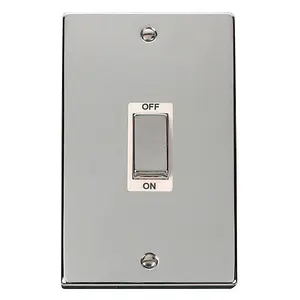 Polished Chrome 2 Gang Ingot Size 45A Switch - White Trim - SE Home