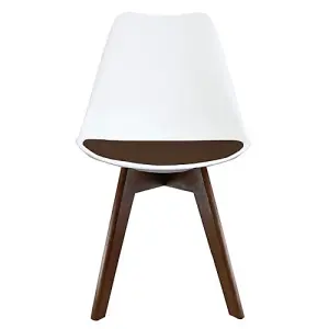 Soho White & Chocolate Plastic Dining Chair with Squared Dark Wood Legs