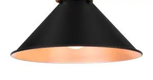 GoodHome Round Matt Metal Black Antique copper effect LED Ceiling light