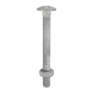 Timco - Carriage Bolts & Hex Nuts - Hot Dipped Galvanised (Size M12 x 130 - 10 Pieces)