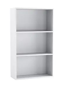 URBNLIVING 60cm Width White Colour Wide 3 Shelf Tier Wooden Bookcase Cabinet Storage Shelving Display Shelves Unit