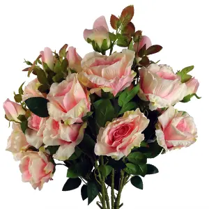 Pack of 6 x 80cm Artificial Pink Rose Stem - 18 flowers