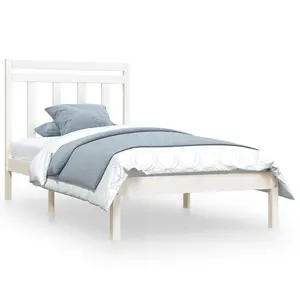 Berkfield Bed Frame White Solid Wood 100x200 cm