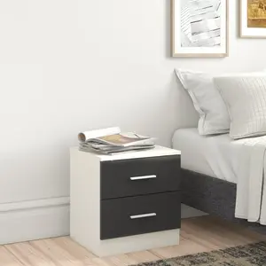 Eva 2 Drawer Bedside Table Matte White/Gloss Grey