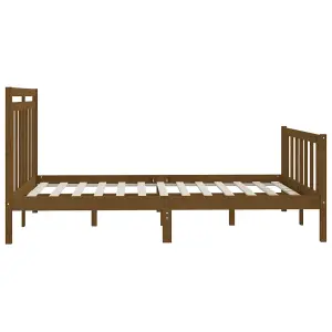 Berkfield Bed Frame Honey Brown Solid Wood Pine 150x200 cm 5FT King Size