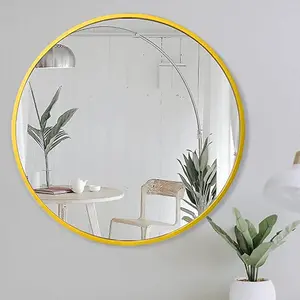 Gold Round Wall Mounted Aluminium Framed Bathroom Mirror Vanity Mirror 60 cm