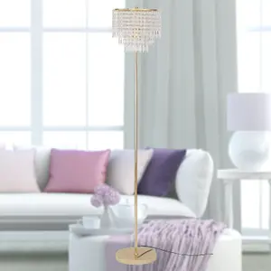 First Choice Lighting Cascada Gold and Acrylic Crystal Jewelled Floor Lamp