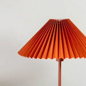 ValueLights Akira Burnt Orange Metal Table Lamp with Pleated Lampshade - LED Bulb Included