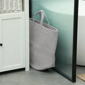 Laundry Basket Grey / 45cm H x 38cm W x 38cm D