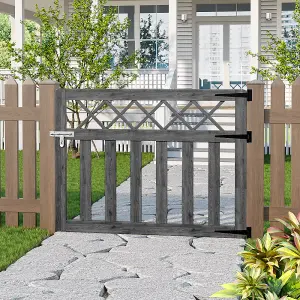 4x3 ft Outdoor Grey Cross Top Garden Wooden Gate Fence Patio Gate