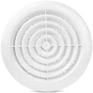 5-inch / 125 mm Circular Ceiling Mounted Air Vent Grille Cover, Round Ventilation Extract/Supply Valve Diffuser (White)