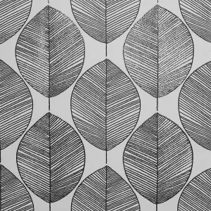 Arthouse Scandi Leaf Black & White Wallpaper