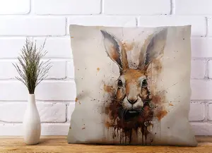 Watercolour Hare Face Cushions 45cm x 45cm