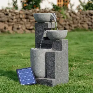 Outdoor 72cmH Solar Power Garden Water Feature Fountain Rockery Decor with LED Lights