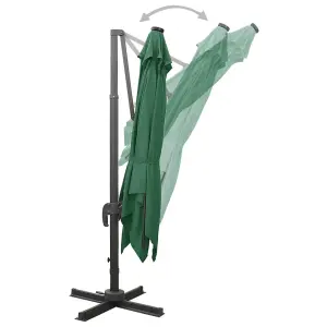 Berkfield Cantilever Umbrella with Pole and LED Lights Green 300 cm