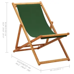 Berkfield Folding Beach Chair Eucalyptus Wood and Fabric Green