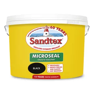 Sandtex Black Smooth Soft sheen Masonry paint, 10L