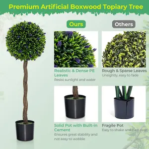 Costway Artificial Boxwood Topiary Tree Fake Greenery Plant Topiary Ball Tree