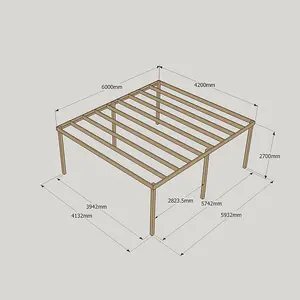 Garden Pergola 6 Posts - Wood - L420 x W600 x H270 cm - Light Green