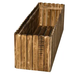 Outsunny Raised Flower Bed Wooden Rectangular Planter Container Box Garden Wood