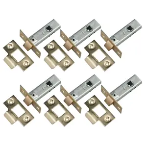 MORTICE TUBULAR LATCH 2.5" 63mm x 6 Internal BRASS