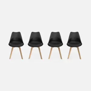 sweeek. Set of 4 scandi-style dining chairs with wooden legs Nils Black 47x55x81 cm