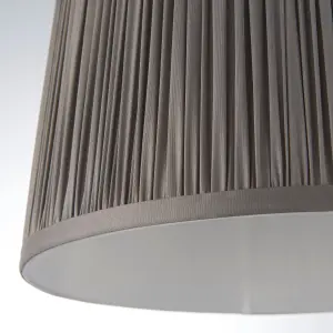 Tapered Cylinder Lamp Shade - Charcoal Grey Silk - 60W E27 or B22 GLS - e10825