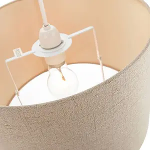 Contemporary and Sleek Taupe Textured Linen Fabric Drum Lamp Shade 60w Maximum