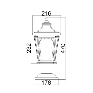 Elstead Bedford 1 Light Medium Pedestal Lantern - Mystic Black Finish, E27