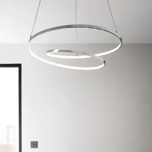 GoodHome Pegmati Chrome effect LED Pendant ceiling light, (Dia)580mm