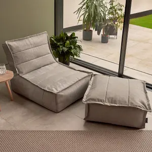 icon Dolce Indoor Outdoor Bean Bag Lounger and Footstool Grey Patio Chairs