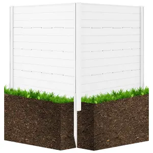 Costway Outdoor 2 HDPE Fence Panels 120 x 115 cm Privacy Fence Screen w/ 5 Ground Stakes