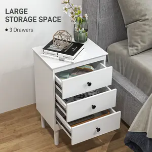 HOMCOM Bedside Table Set of 2, Bedside Cabinet w/ 3 Drawers, Modern Side Table,